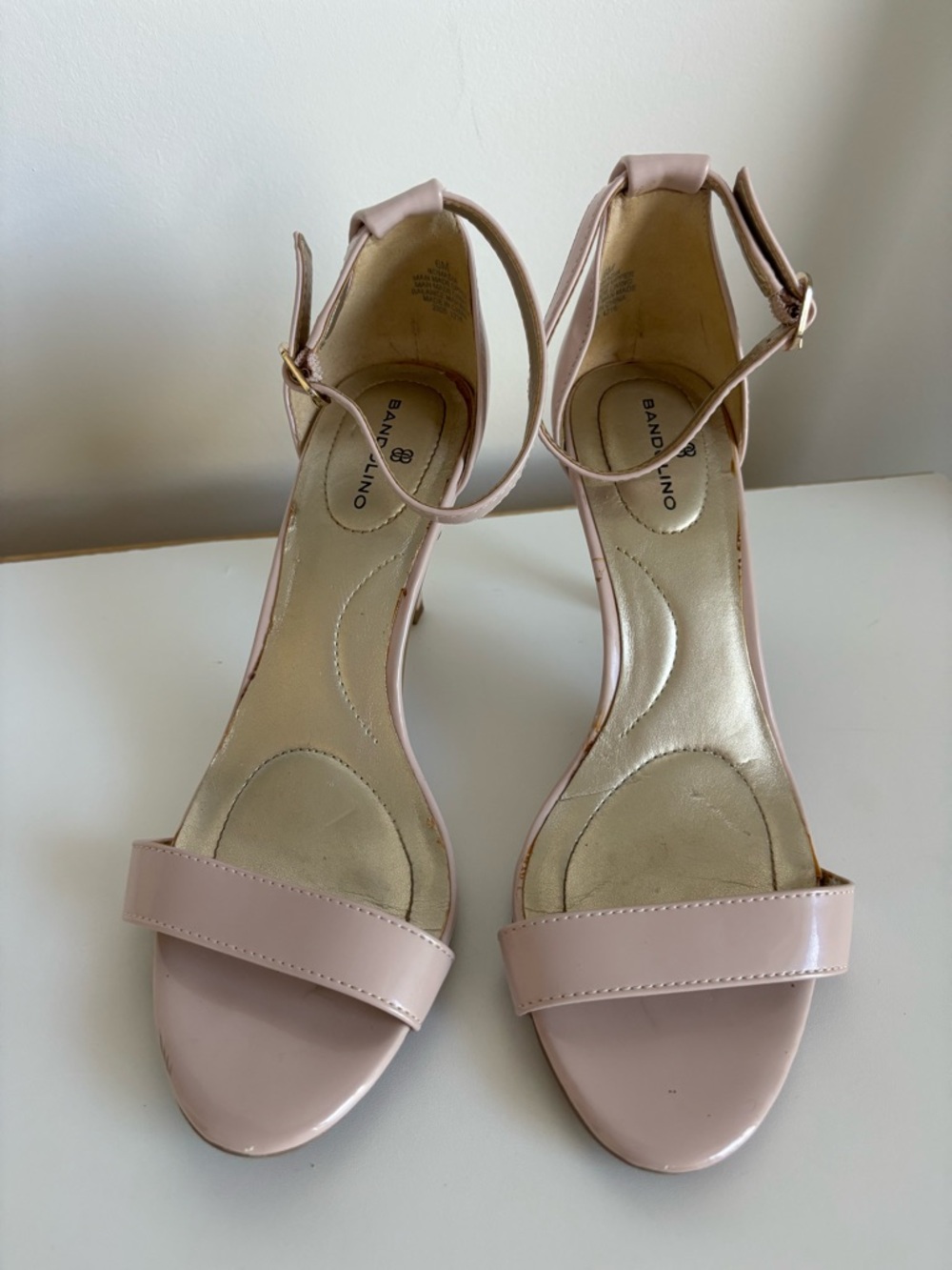 Bandolino Pink Patent Ankle-Strap Heels